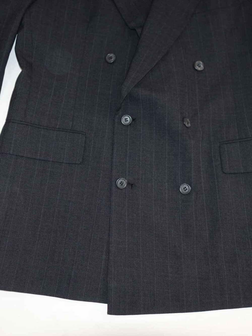 Jos. A. Bank Men's Pinstripe Double Breasted Suit Size 42 Long 34 x 32 100% Wool - Picture 7 of 14